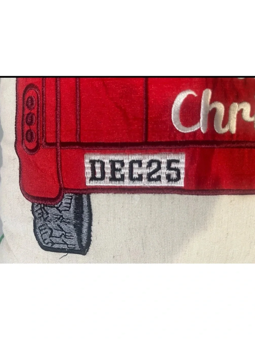 Pier 1 Imports Merry Christmas Puppy Dog Red Truck Accent Pillow DEC25